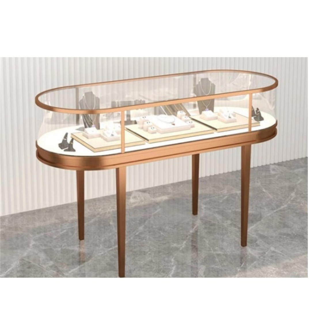 Manufacturer, Exporter, Importer, Supplier, Wholesaler, Retailer, Trader of Elegant Oval Glass Showcase For Jewelry Retail Shop Luxurious Jewelry Display Cabinet in Dubai, Dubai,UAE, 
