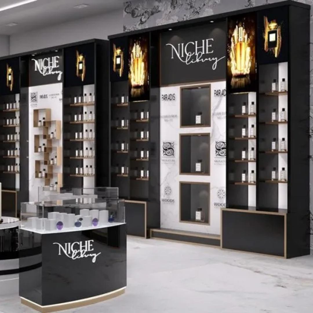Manufacturer, Exporter, Importer, Supplier, Wholesaler, Retailer, Trader of Fashionable makeup product perfume showcase black in Dubai, Dubai,UAE, 