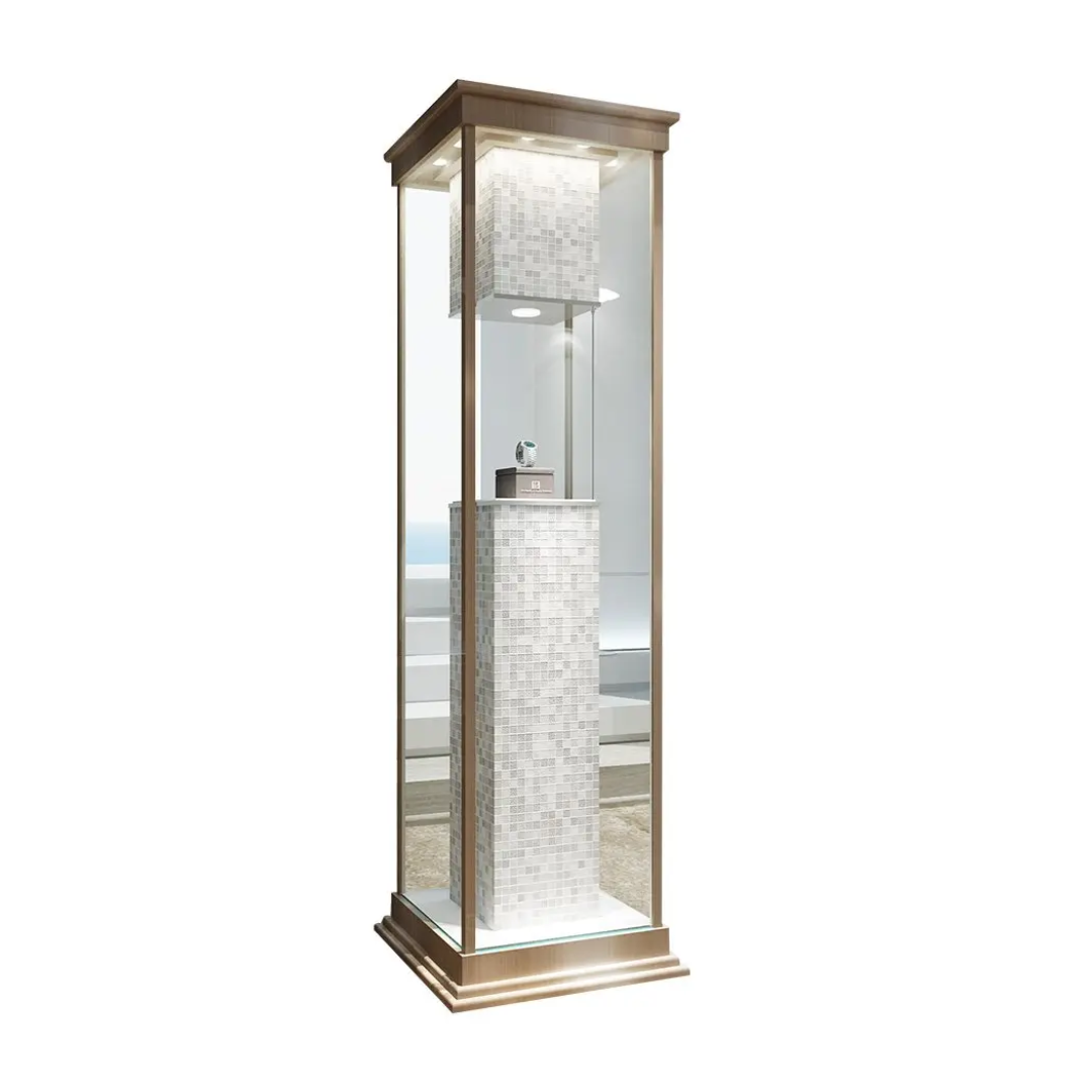 Manufacturer, Exporter, Importer, Supplier, Wholesaler, Retailer, Trader of Glass Boutique Display Cabinet Free Standing Jewelry Showcase Display Tower in Dubai, Dubai,UAE, 