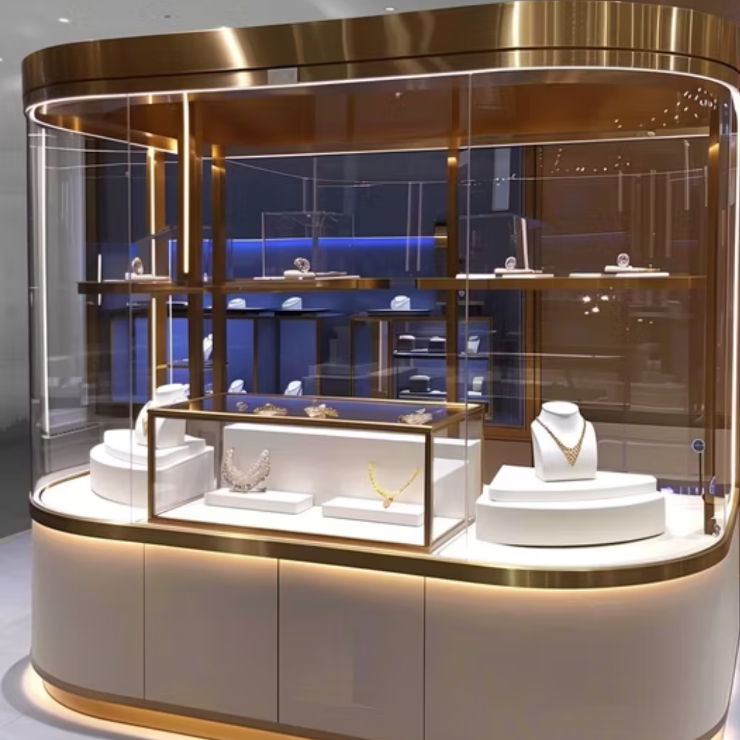 Manufacturer, Exporter, Importer, Supplier, Wholesaler, Retailer, Trader of Jewelry store showcase design luxury jewelry showcase with three dome cabinets on top in Dubai, Dubai,UAE, 