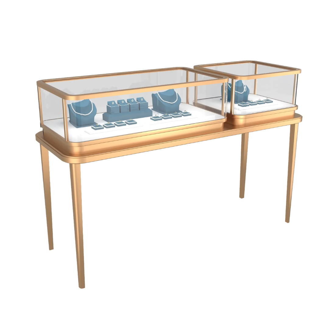 Manufacturer, Exporter, Importer, Supplier, Wholesaler, Retailer, Trader of Luxury Jewelry Display Showcase With Two Short Glass Cabinet On One Table in Dubai, Dubai,UAE, 