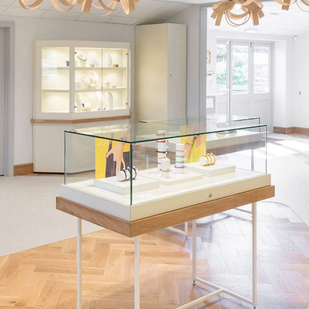 Manufacturer, Exporter, Importer, Supplier, Wholesaler, Retailer, Trader of New Design Front Counter Display Case & Glass Front Jewellery Display Cabinet Manufacturer in Dubai, Dubai,UAE, 