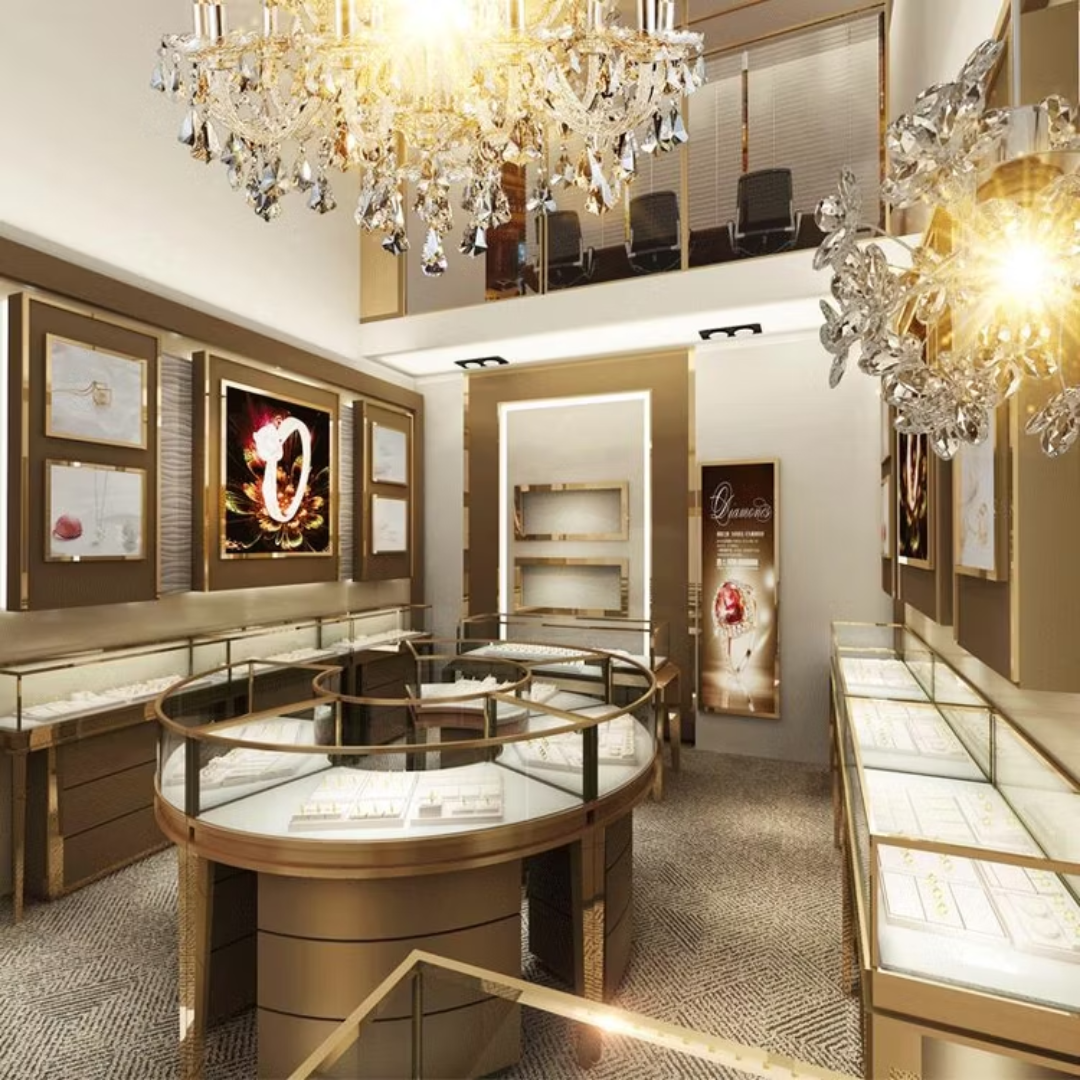 Manufacturer, Exporter, Importer, Supplier, Wholesaler, Retailer, Trader of New Design Jewelry Showcase Displays Modern Curve Jewelry Showcase Fixtures in Dubai, Dubai,UAE, 