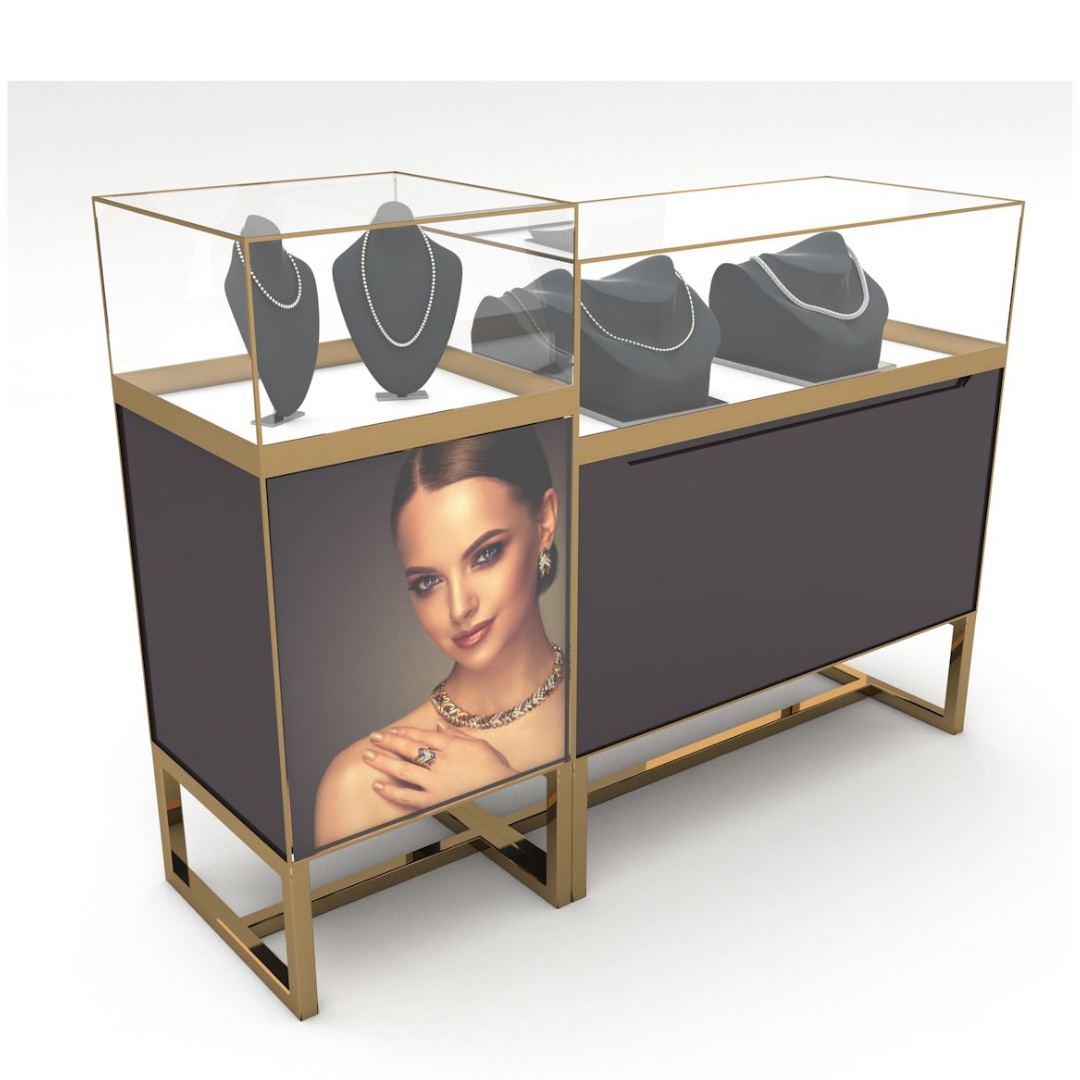 Manufacturer, Exporter, Importer, Supplier, Wholesaler, Retailer, Trader of Polygonal Island Jewelry Display Cabinet Luxury Jewelry Retail Store Display Showcase in Dubai, Dubai,UAE, 